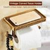 Toilet Paper Holder for Bathroom, Antique 3D Carving Wall Mounted Toilet Roll Holder with Stand, Anti-Rust, Aluminum