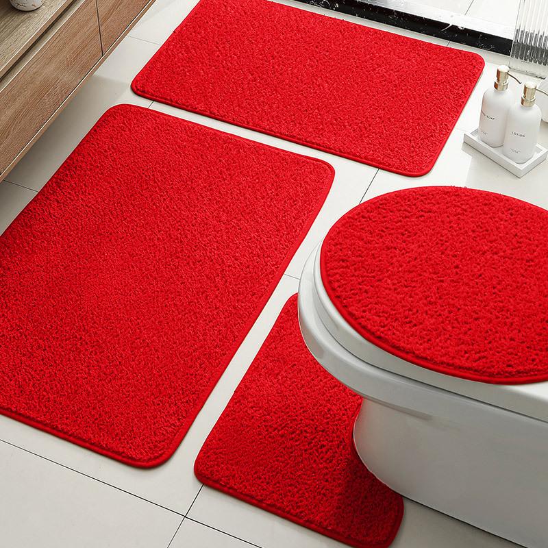 Imitation Cashmere Floor Mat Household Toilet Four-Piece Carpet Bathroom Water-Absorbing Non-Slip Mat Bathroom Dirt-Resistant Door Mat