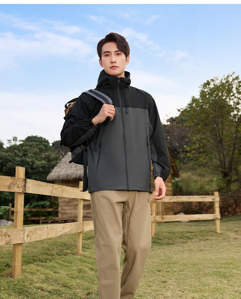Unisex Windproof Waterproof Color Block Jacket for Spring & Autumn Hiking