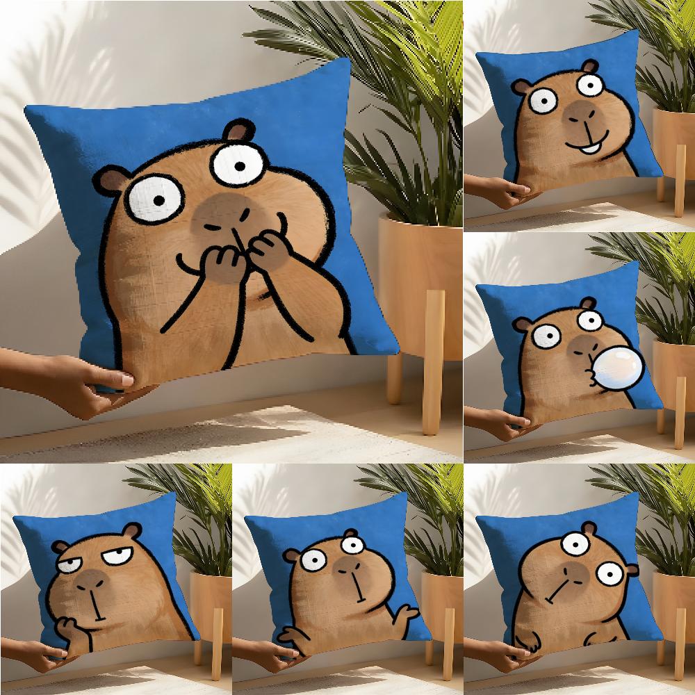 Cute Cartoon Capybara Pillow Case Home Living Room Decoration Linen Pillow Cases Cushion Cover