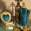Premium Jewelry Display Stand with Vintage Green Velvet Earring Necklace Holder for Retail Store Counter/Photography Props