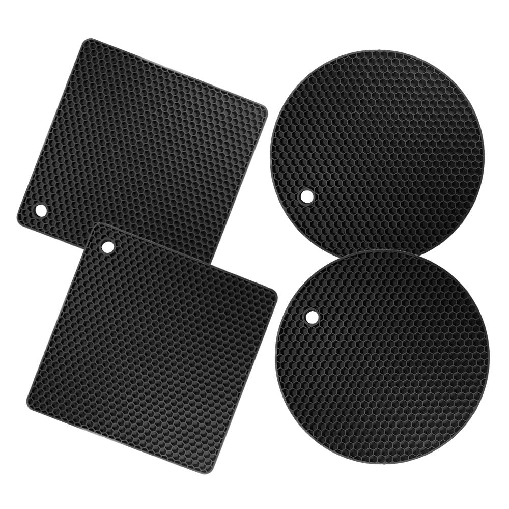 4PCS Silicone Mats Hot Pot Holders Drying Mat Potholders Kitchen Tools Heat Resistant Non-slip Durable Silicone Trivets Mat