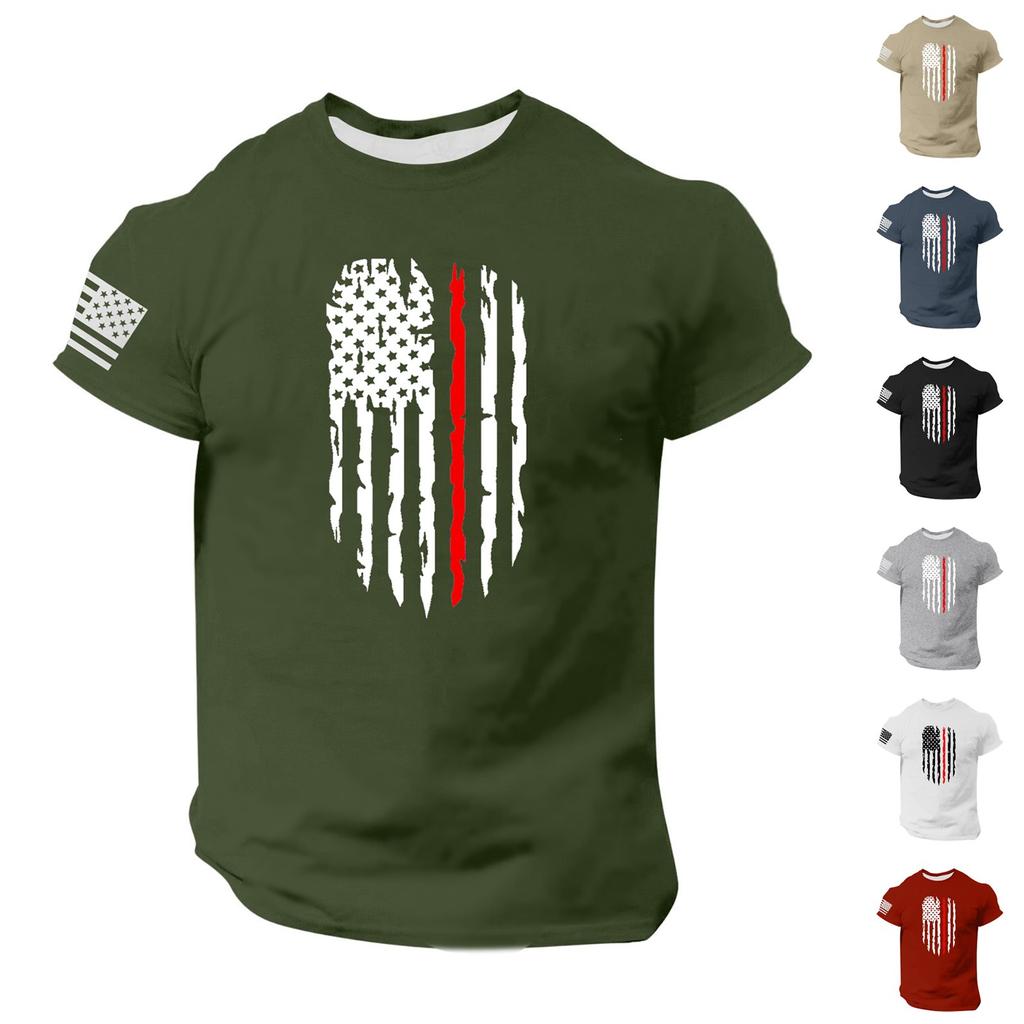 Oblíbené letní pánské tričko s kulatým výstřihem a krátkým rukávem s potiskem