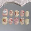Gentle Pink Short Fake Nails with Rhinestone with Harmless and Smooth Edge Nails for Fingernail DIY Decoration