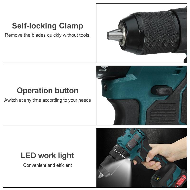 3 IN 1 Mini Electric Screwdriver Brushless Cordless Impact Drill 25+3 Torque Wireless Power Driver With 1/2pcs Li-Ion Battery