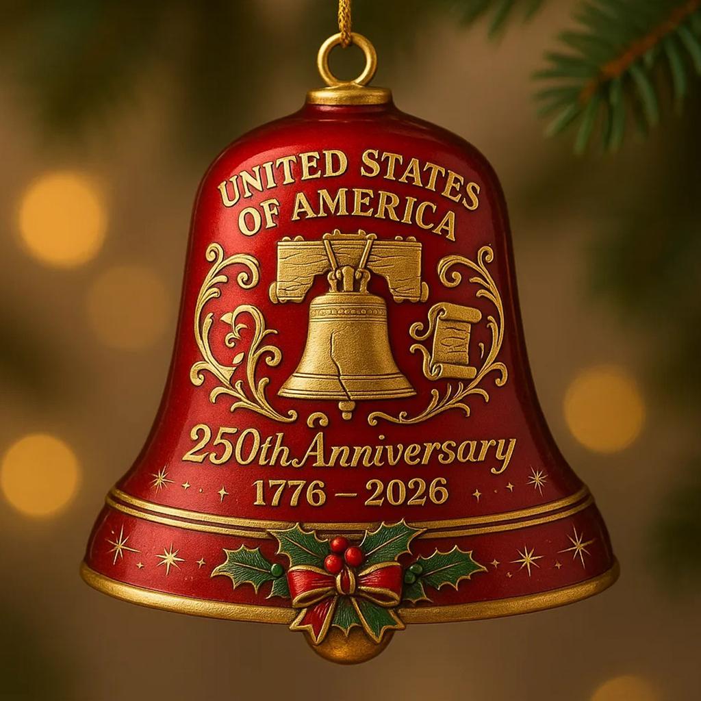United State 250th Anniversary Bells Ornament Christmas Bells Holiday,Christmas Tree,Decors Patriotic Collector Gift