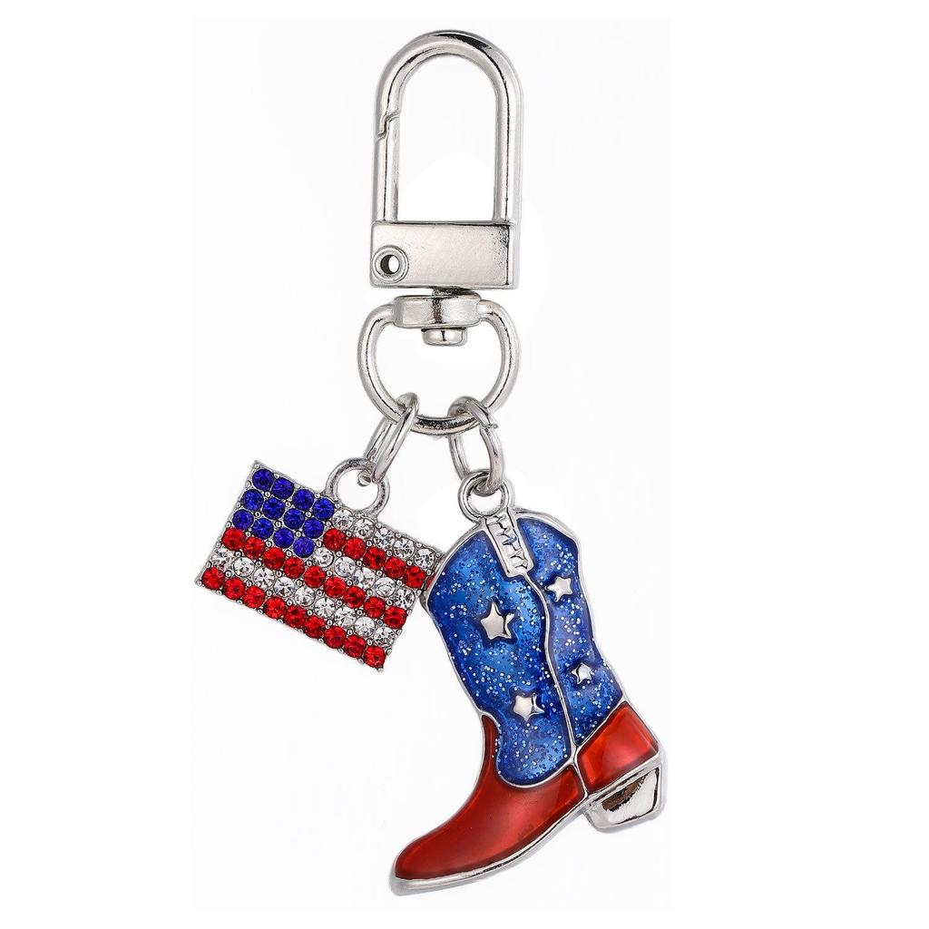 USA Independence Day Star & Flag Keychain Pendant