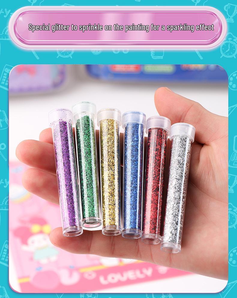 KPOP Witch Group DIY Coloring & Glitter Makeup Book with Sanrio Watercolor Set