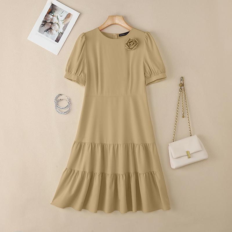 

ZANZEA Women Round Neck Summer Casual Short Sleeve Dress 5XL хакі