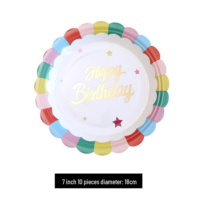 Kids' Party Disposable Tableware: Birthday Tablecloth, Cake Plates, and Dessert Table Decor