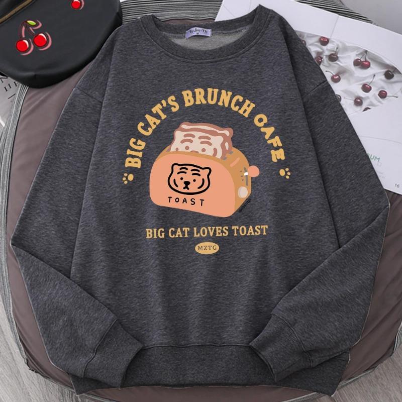 Cat Bread Maker Funny Cartoons Hoodies Women Autumn Fashion Sweatshirt Harajuku Hoody Loose Comfortable Clothing Hoodies & Sweatshirts Women’s