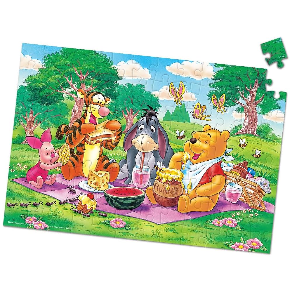 Tenyo Disney Winnie the Pooh Picnic Jigsaw Puzzle 96 Pieces 26x38cm Antibacterial Coating Kids Puzzle for Ages 5 and Up