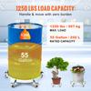 SucceBuy 55 Gal Swivel Drum Dolly Heavy Duty Bucket Cart with 4/5/8 Rotating Casters Wheels Anti-Tipping for Workshops Warehous