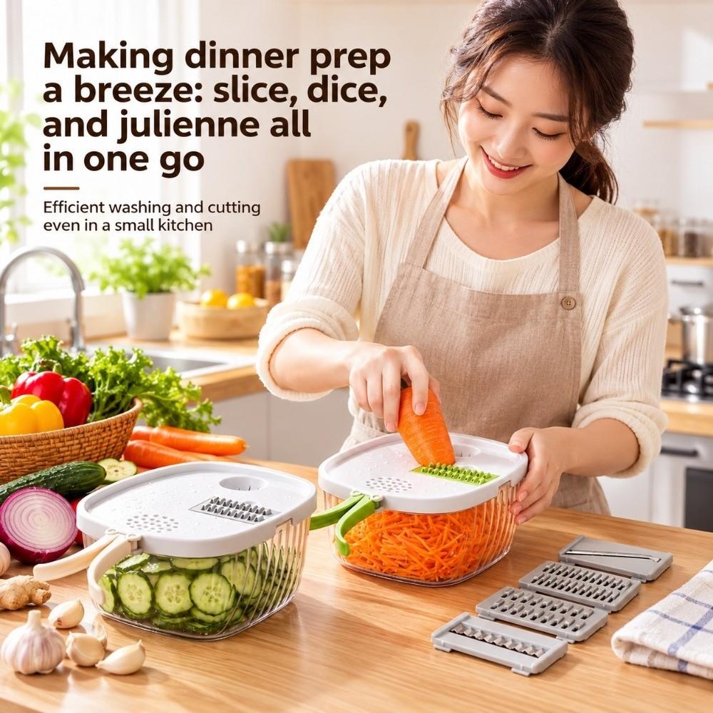 Large Capacity Veggie Cutter Potato Cucumber Slicer For Onions Potatoes Carrots & Cucumbers