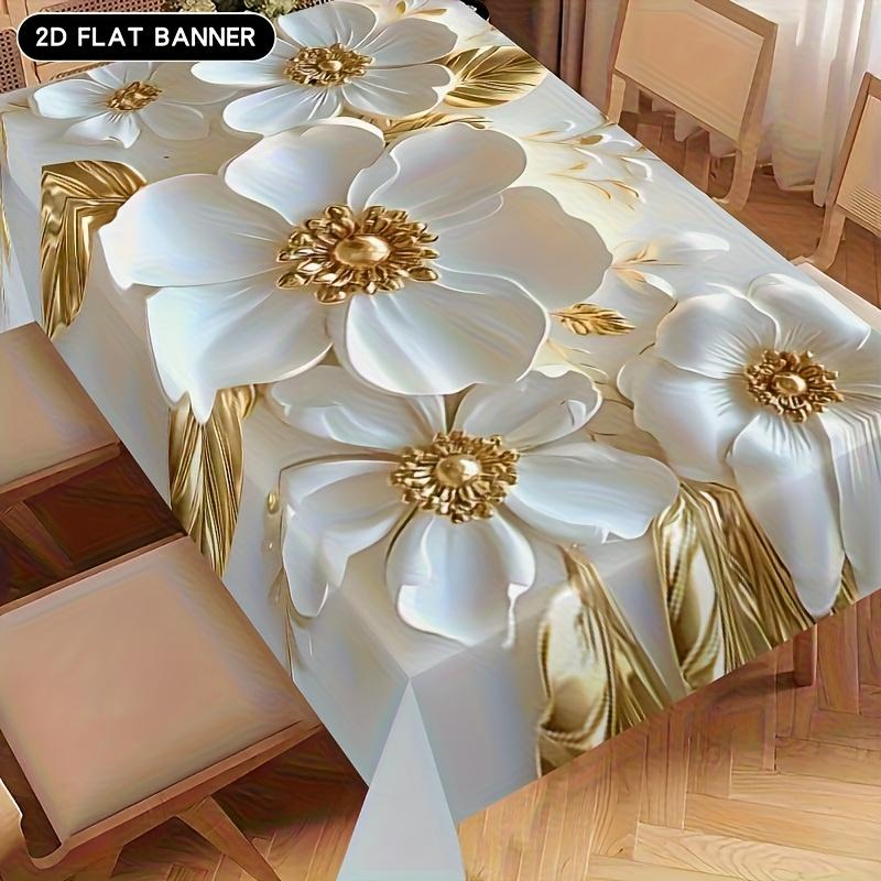 

1Pcs Elegant Platinum Flower Polyester Tablecloth Wedding Birthday Party Decoration Dining Table Party Decoration Tablecloth 83x139cm