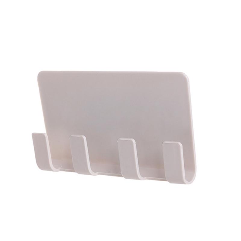 Sticky Phone Support Phone Charger Holder Wall Mounted 4 Hooks Storage Hanger Storage Rack for Home