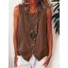 Damen Boho Locker Übergröße Diagonal Knopf Ärmellos Hemd Tanktop