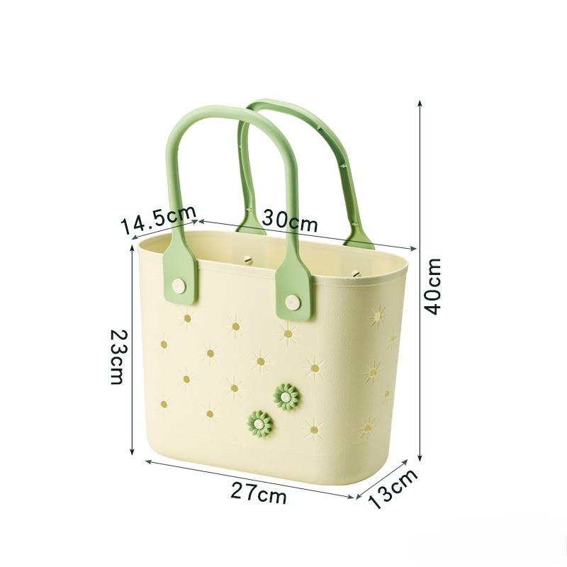 Handheld Picnic Basket Outdoor Home Use Creative Soft Material Bottom Drain Shower Wash Bathroom Storage Basket