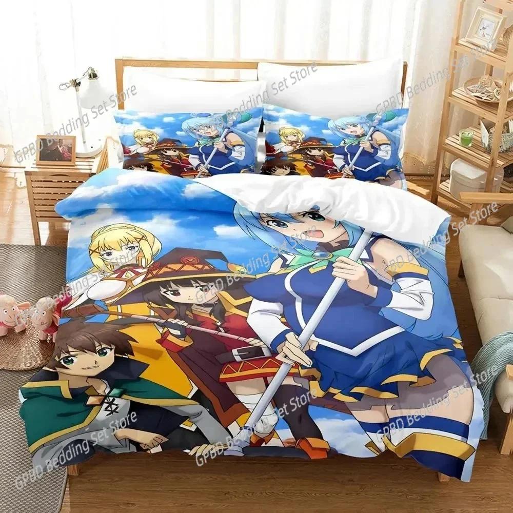 New 3D Print Anime KonoSuba Bedding Set Single Twin Double Queen King Cal King Size Bed Linen Set