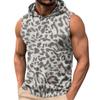 Gilet da uomo senza maniche con cappuccio leggero casual con stampa leopardata top estivo da spiaggia maglietta da palestra