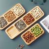 Divided Divided Snack Serving Tray Natural Bamboo Divided Fruit Dishes  Dining Area
