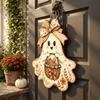 2D Flat Halloween Ghost Wood Door Hanger Rustic Style Fall Harvest Door Plaque  Autumn
