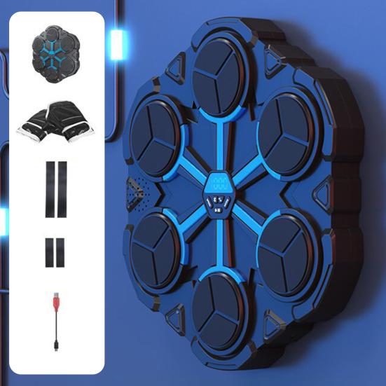 Máquina de Boxeo Musical Montada en la Pared Objetivo de Boxeo Compatible con Bluetooth con Modos de Contador de Golpes LED Entrenador Electrónico de Boxeo Ajustable Almohadilla de Golpeo