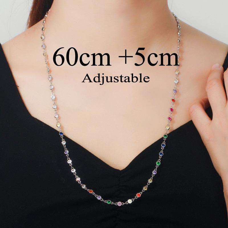 WWJ høy kvalitet rund regnbue Cubic Zirconia langkjede halskjede