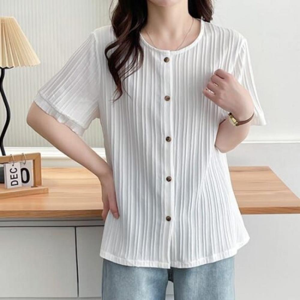 Navava Women Lovely Stripe Short Sleeve Blouse Nb2682