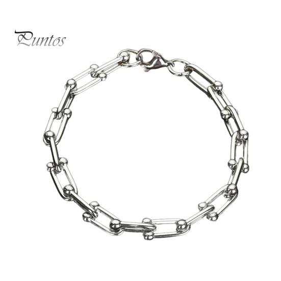 

Чоловічий браслет, товстий порожнистий ланцюжок із затискачем для омарів, суцільний колір, полірована нержавіюча сталь, панк-кручений ланцюг, ювелірні вироби для вечірок у вуличному клубі N