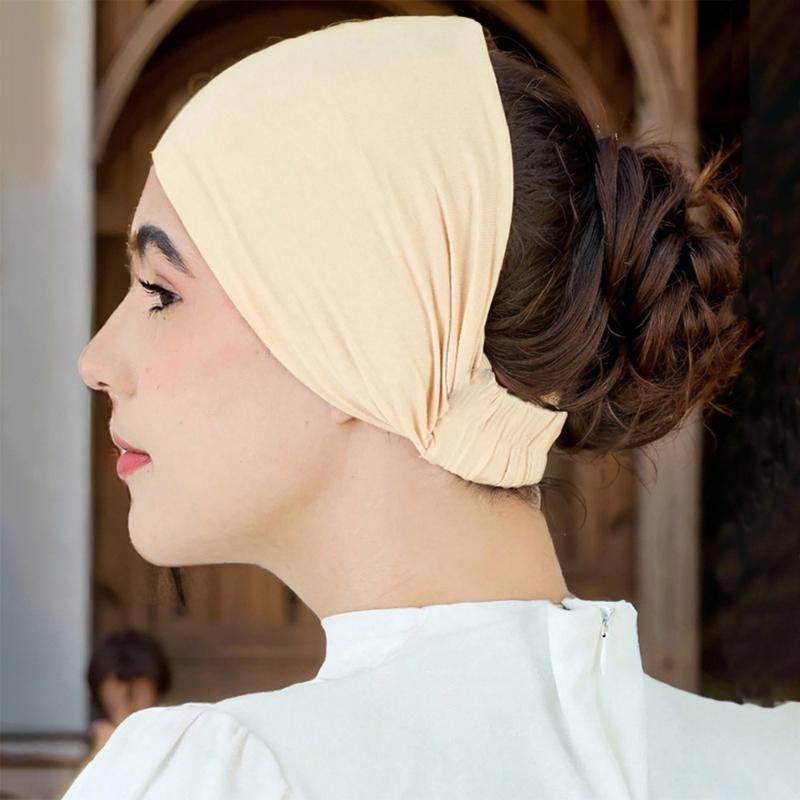 Wide Elastic Solid Hairband Soft Non-slip Head Scarf Hair Hoop for Muslim Women Daily Wear Party Use