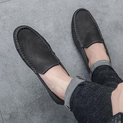 Slipper aus Leder für Herren Schwarz Weich Schlichtes PU Rindsleder Klassisch Original Hochwertig Im Angebot Neuer Herren Freizeitschuh