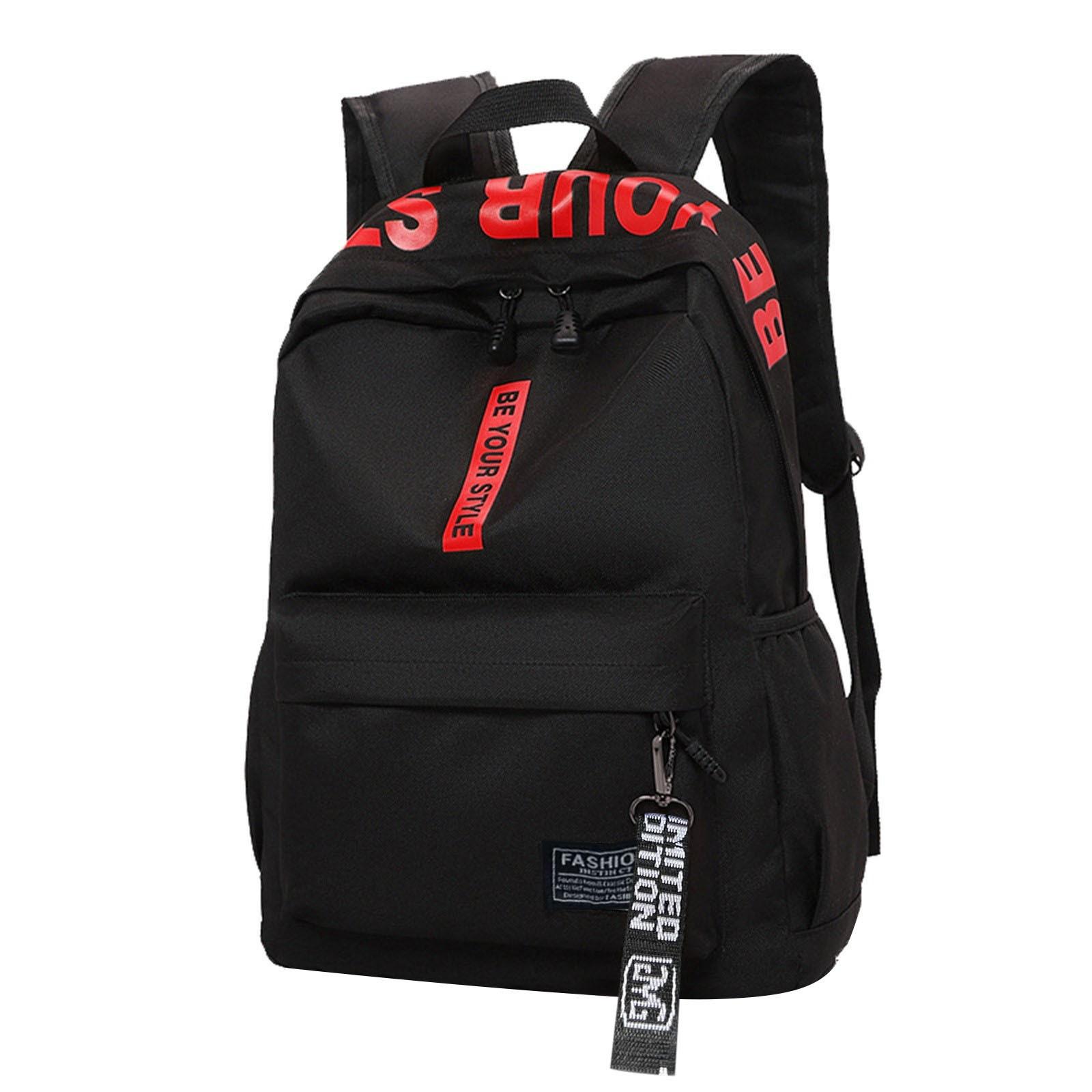 Large Capacity Color Nylon Casual Backpack School Bag чёрный