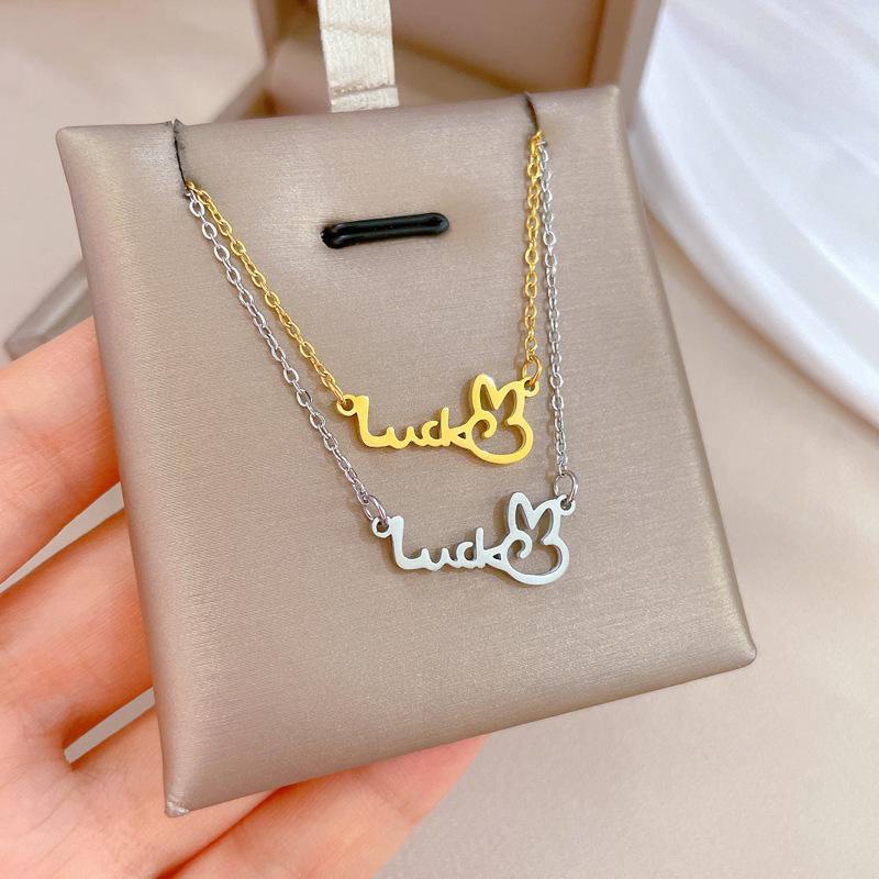 Lucky Rabbit Minimalist Stove Real Gold Necklace Female Collarbone Chain Accessories