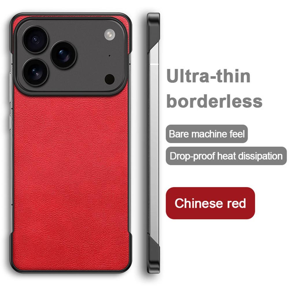 

Classic Leather Ultra Thin PC Frameless Phone Case For iPhone 17 16 15 14 13 13 12 Pro Max Air Plus Solid Color Borderless Cover iPhone 14 Plus