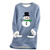 Ladies' Loose And Comfortable Round Neck Christmas Print Thick With Pockets Long Sleeved Top