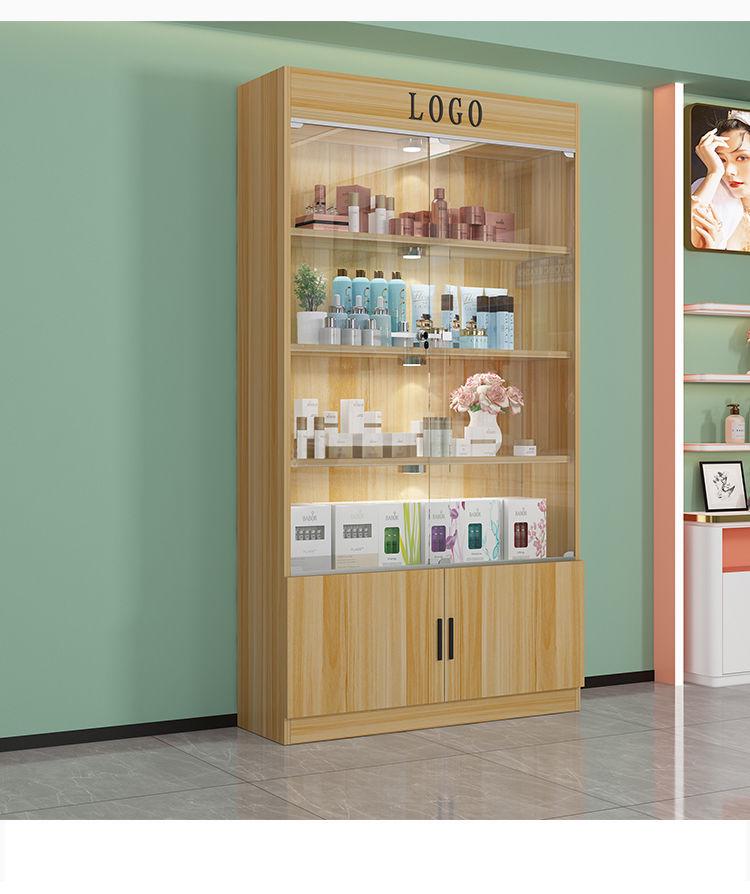 Glass Display Cabinet with Lock for Beauty Salon Cosmetics