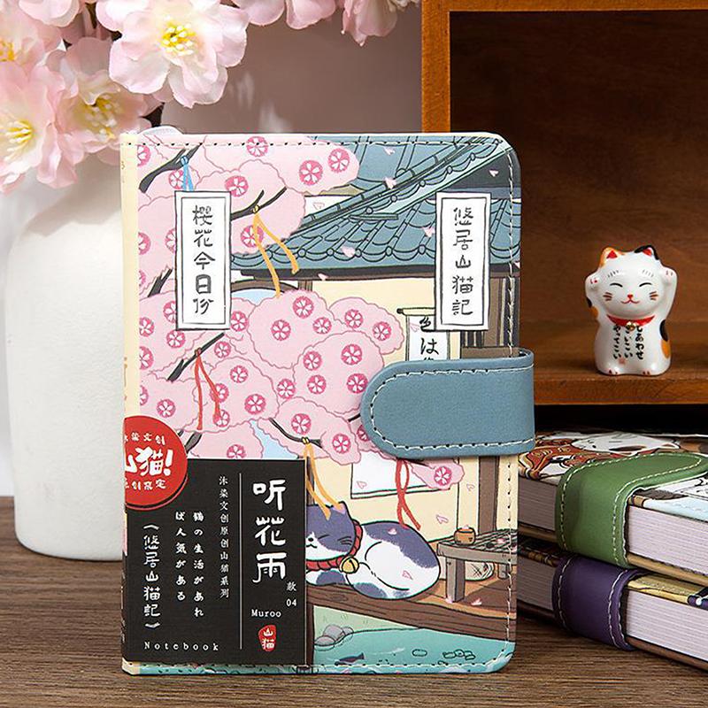 Kawaii Cartoon Cat Pu Magnetic Buckle Notebook Diary Agenda Planner Notepad Simple Basic Handbook Cute Cat Notebook Gifts