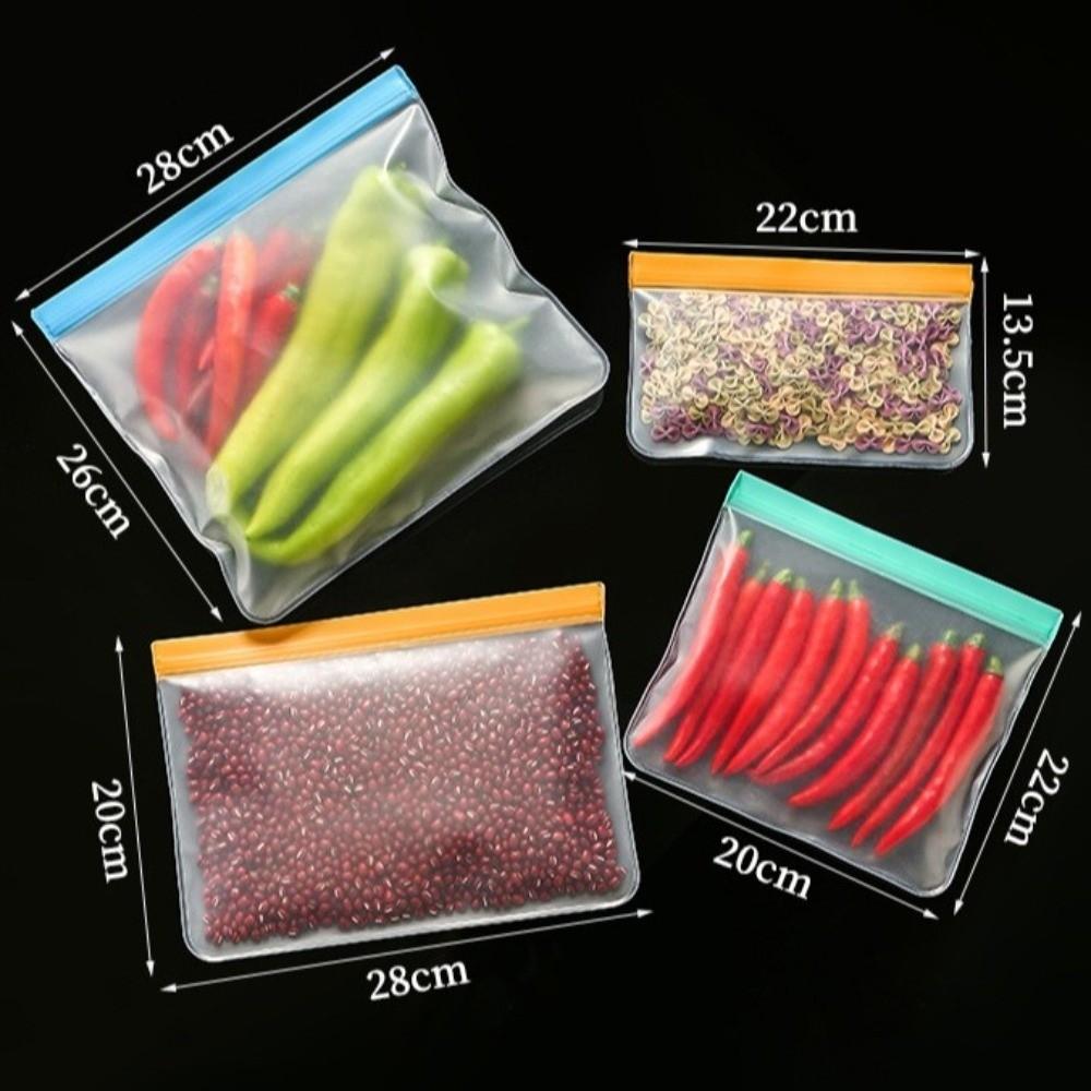 5 Stück/Set Wiederverwendbare Silikon-Lebensmittelaufbewahrungsbehälter Stand-Up-Design Umweltfreundliche Lebensmittelaufbewahrungstasche Reißverschluss Auslaufsicher