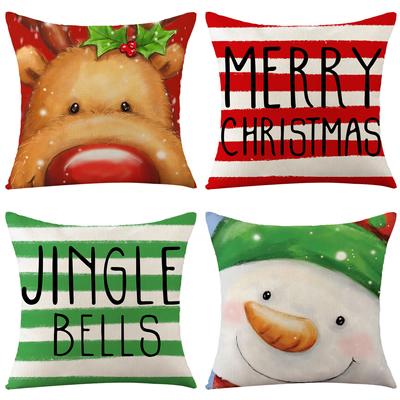 Christmas Pillow Cover Linen Printed Home Sofa Pillow Cover Study Bedroom Headboard Cushion Cover