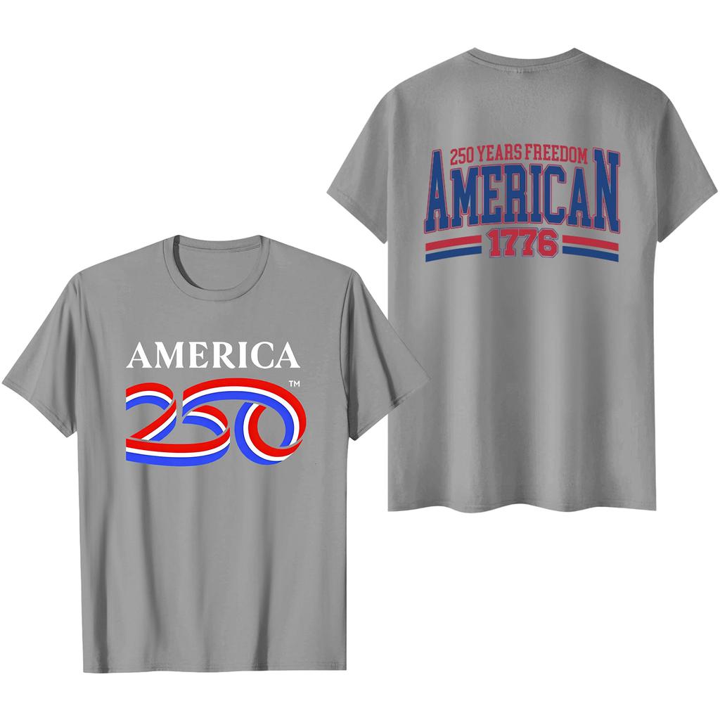 Men's Casual Short Sleeve T-Shirt 250 Years Anniversary Letter Print Crew Neck Cotton Blend Soft Fabric Comfortable Fit