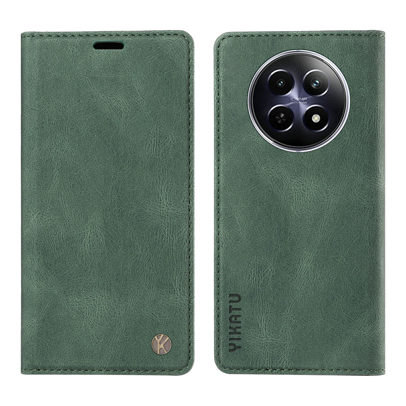 

YIKATU YK-004 For Realme 12 5G Case Skin Touch Feeling PU Leather Stand Phone Cover Green