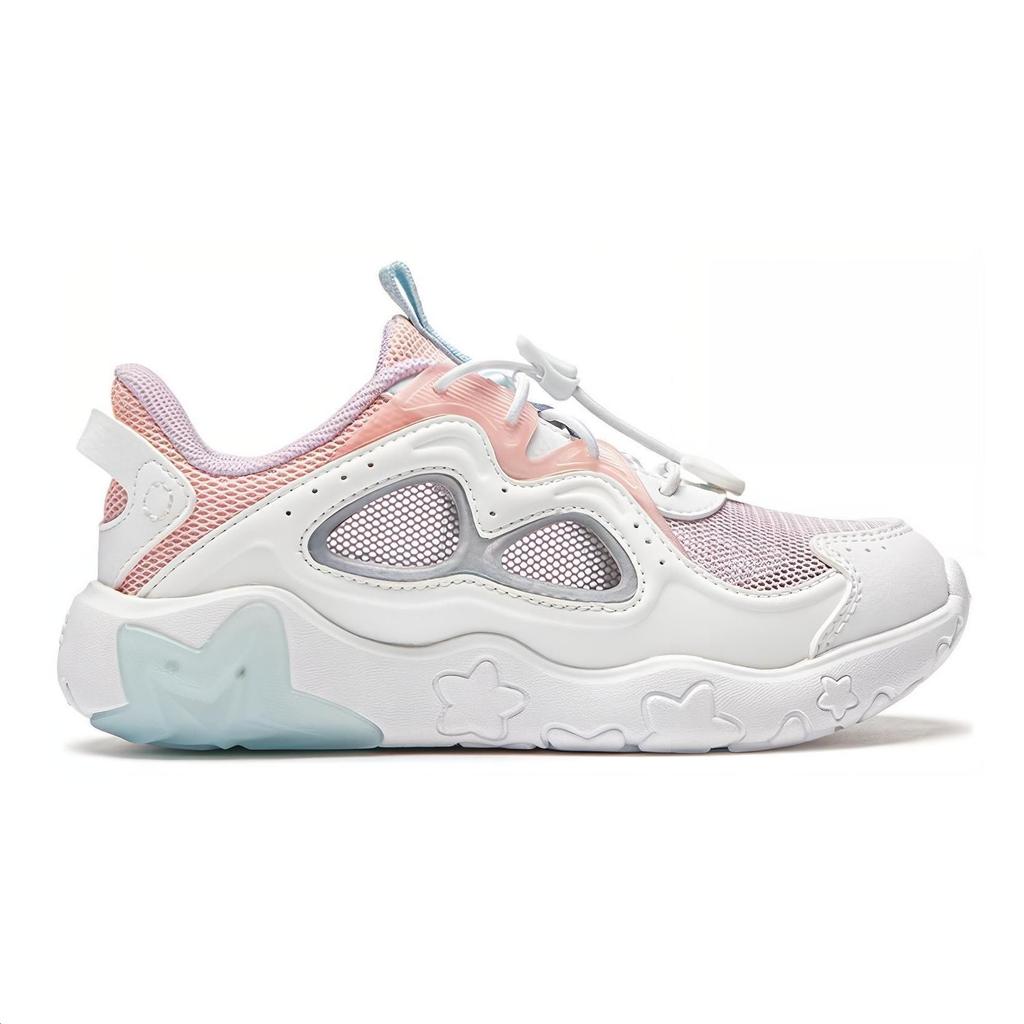 Li Ning Dětské Všestranné Protiskluzové Nárazy Pohlcující Odolné proti Opotřebení Nízké Neformální Boty Dětské Neformální Boty Bílá Fialová Růžová YKAU018-4