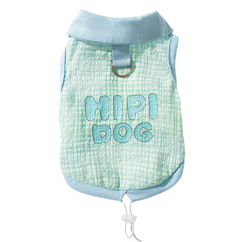 Spring and Summer Dog Plaid Lapel Shirt Small and Medium Dogs Teddy Bigbear Vest Cat Pet Dog Clothes Thin