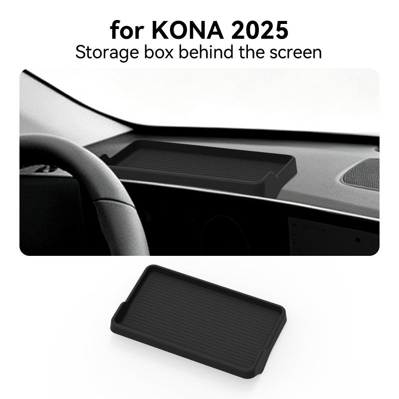 For Hyundai Kona 2025 Silicone Behind Screen ETC Tissue Storage Box Car Dashboard Organizer Interior Accessories