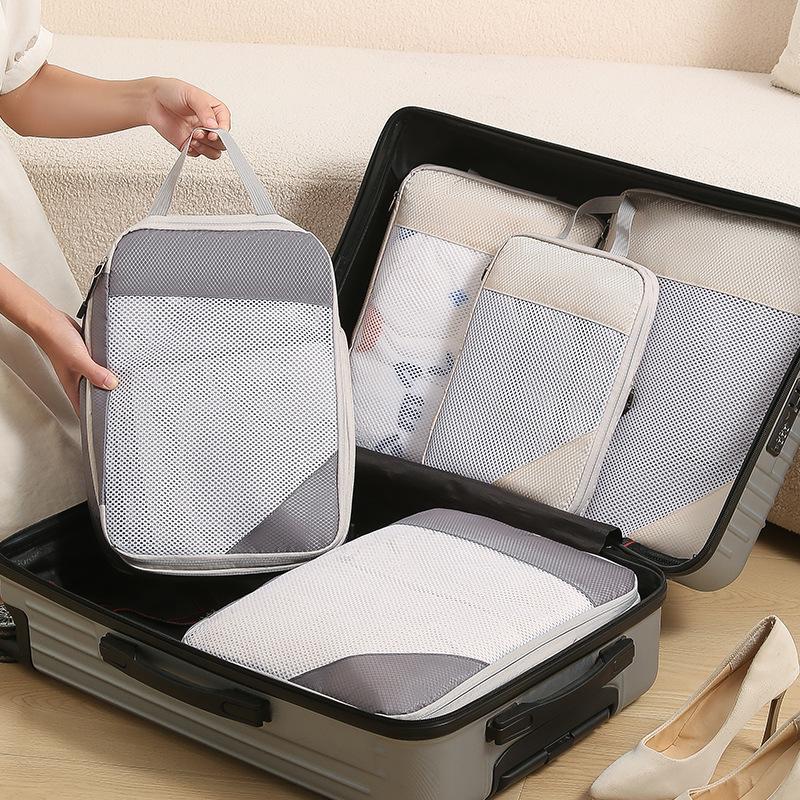 7-Piece Travel Compression Organizer Set for Clothes, Shoes, and Cosmetics