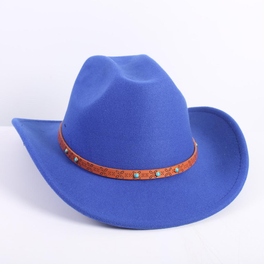 Popular European and American fashion OL style one-word cowboy hat men's and women's high-end top hat jazz hat felt hat