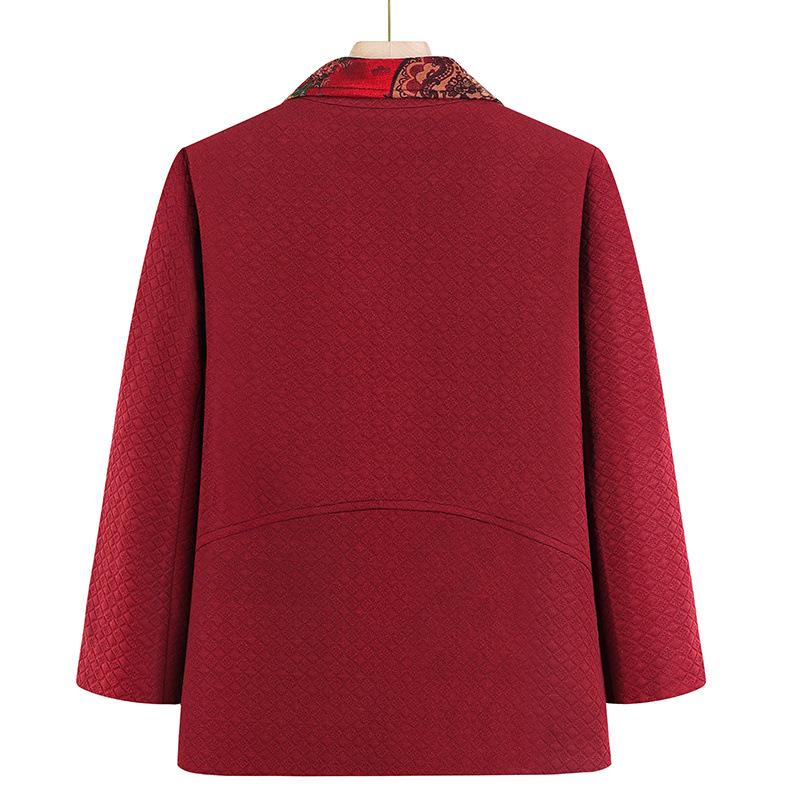 Elderly Women's Chinese Style Plus Size Turn-Down Collar Jacket - Fashionable Spring and Autumn Top for Grandma