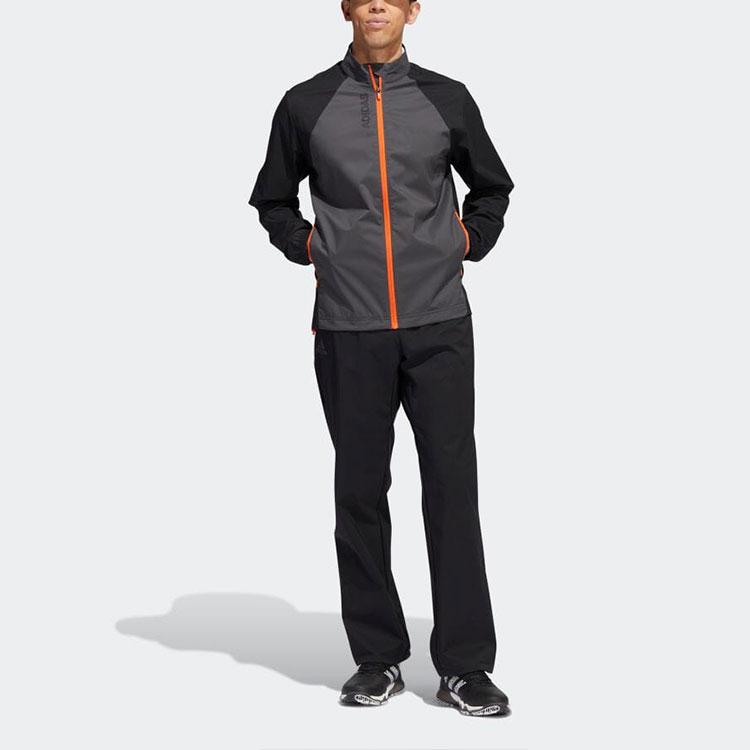 Adidas Color-blocked Golf Sports Water-Repellent Long Sleeve Jacket Men Outerwear Gray Black HF9187