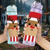 1PC Reindeer Christmas Coffee Cup Print 750ml Color Plastic Sports Water Bottle Leakproof Flip Straw Lid Suitable for Sports Office Home Use